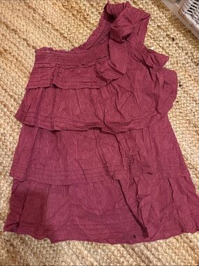 Cleobella One-Shoulder Tiered Dress in Wine